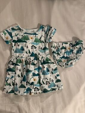 Little Sleepies Mountain Mist Patch Pocket Dress with Bloomer